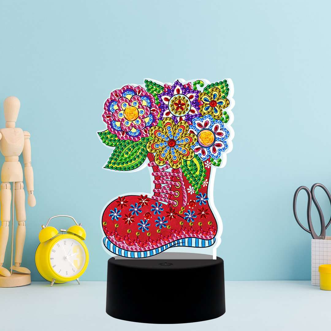 Diamond Painting Lampje Bloemige Laars