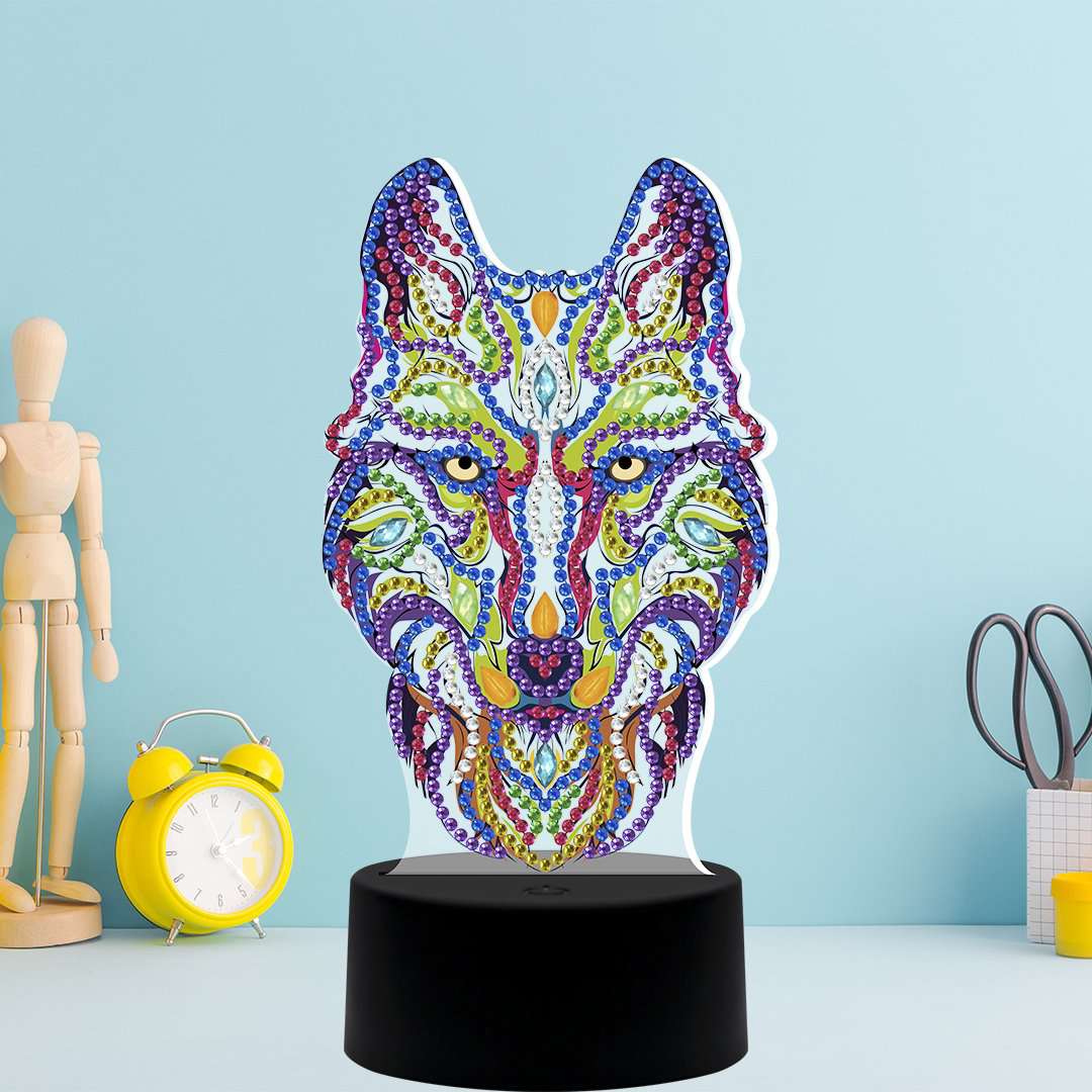 Diamond Painting Lampje Stammenwolf