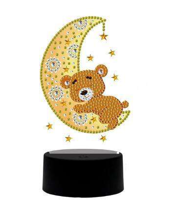 Diamond Painting Lampje Teddybeer die de maan knuffelt