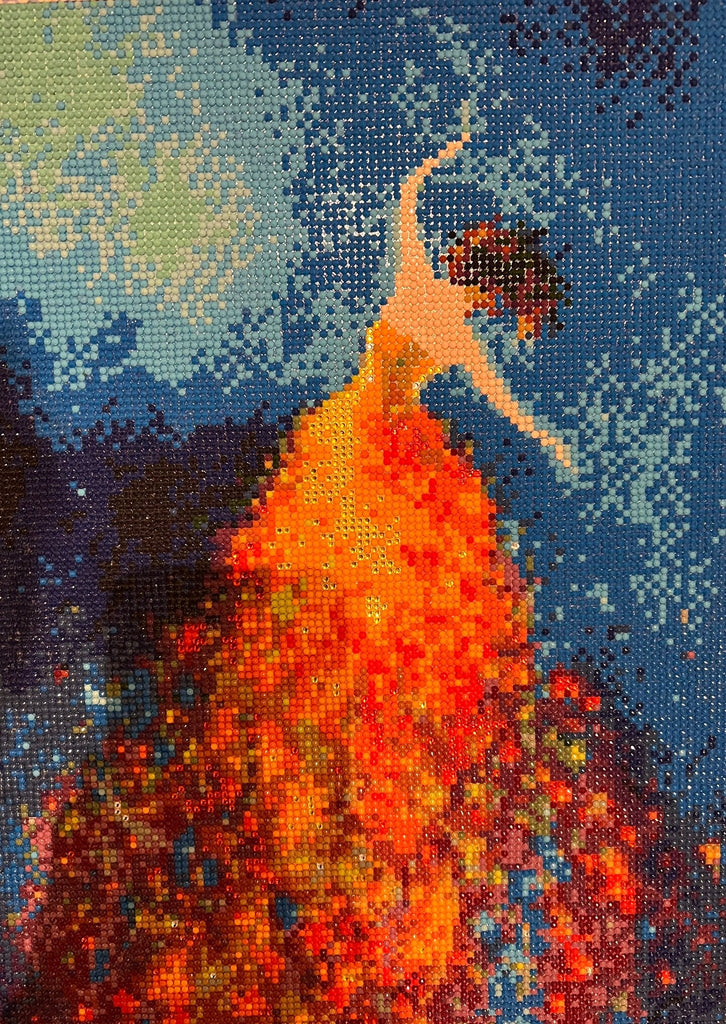 Abstrakte Kunstwerke mit Diamond Painting auf Leinwand