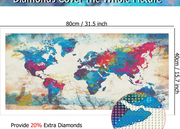 Weltkarte als Diamantgemälde