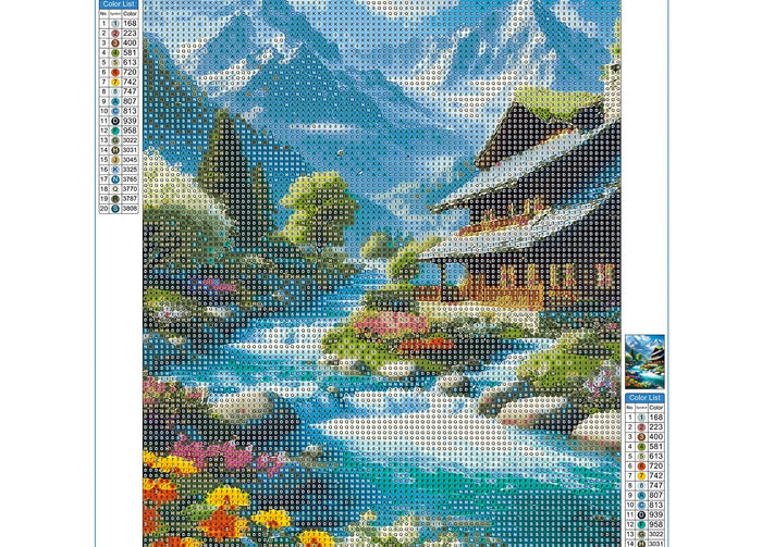 Bergpanorama mit schneebedeckten Gipfeln - Diamond Painting Tipps