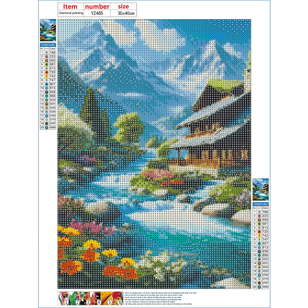 Bergpanorama mit schneebedeckten Gipfeln - Diamond Painting Tipps