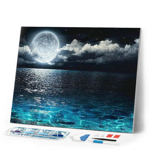 Mysteriöser Vollmond über dem Meer - Diamond Painting Tipps