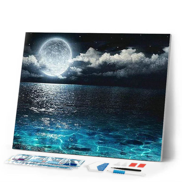 Mysteriöser Vollmond über dem Meer - Diamond Painting Tipps