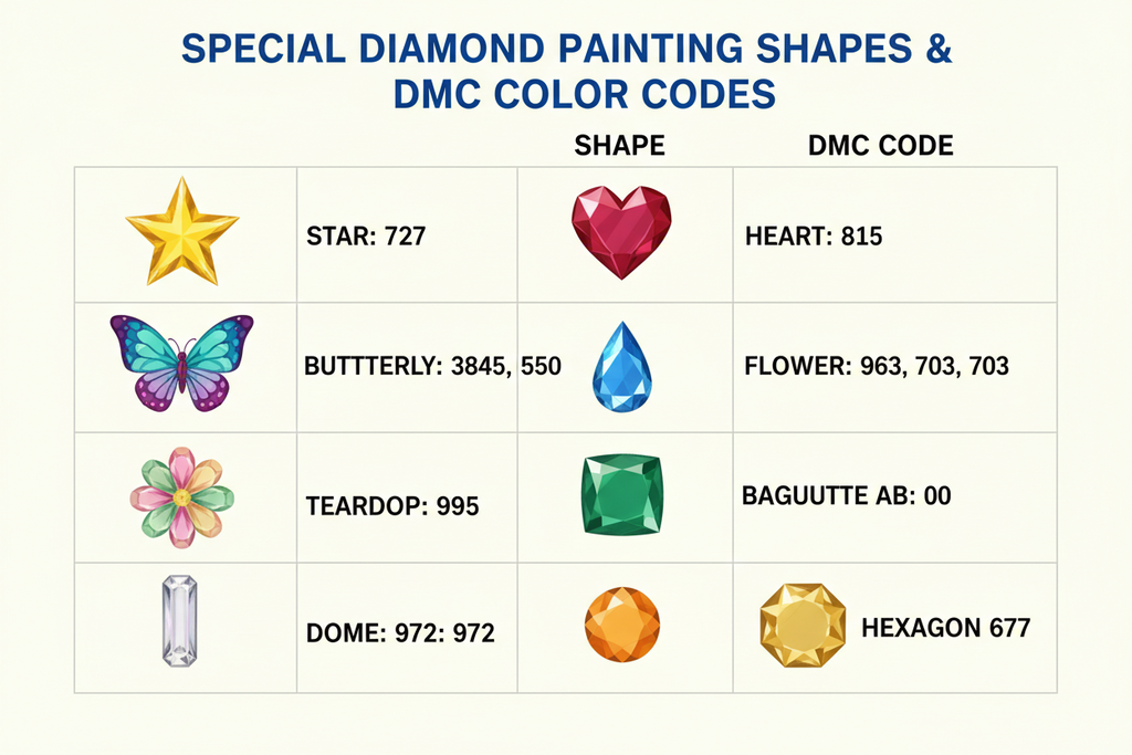 Farbcodes bei Sonderformen von Diamanten - Diamond Painting Tipps