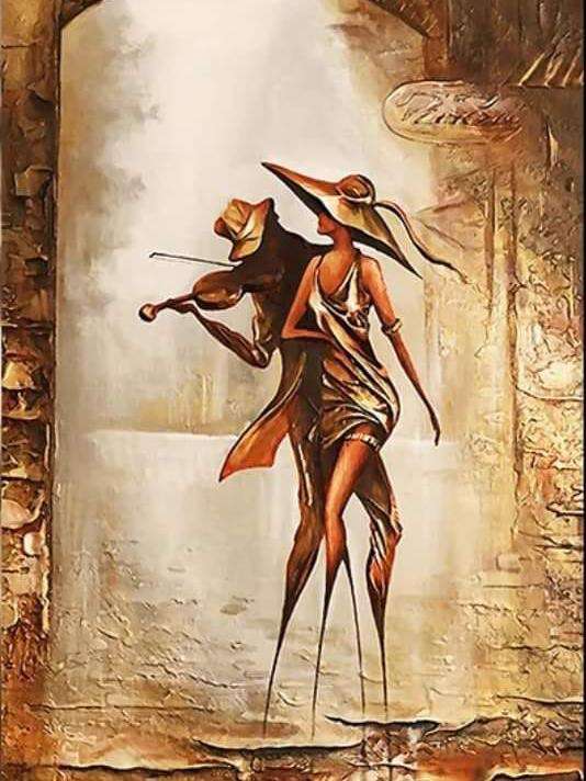 Elegantes Paar mit Geige Diamond Painting