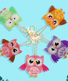 Eulen-Schlüsselanhänger 5 Stück - Diamond Painting Set