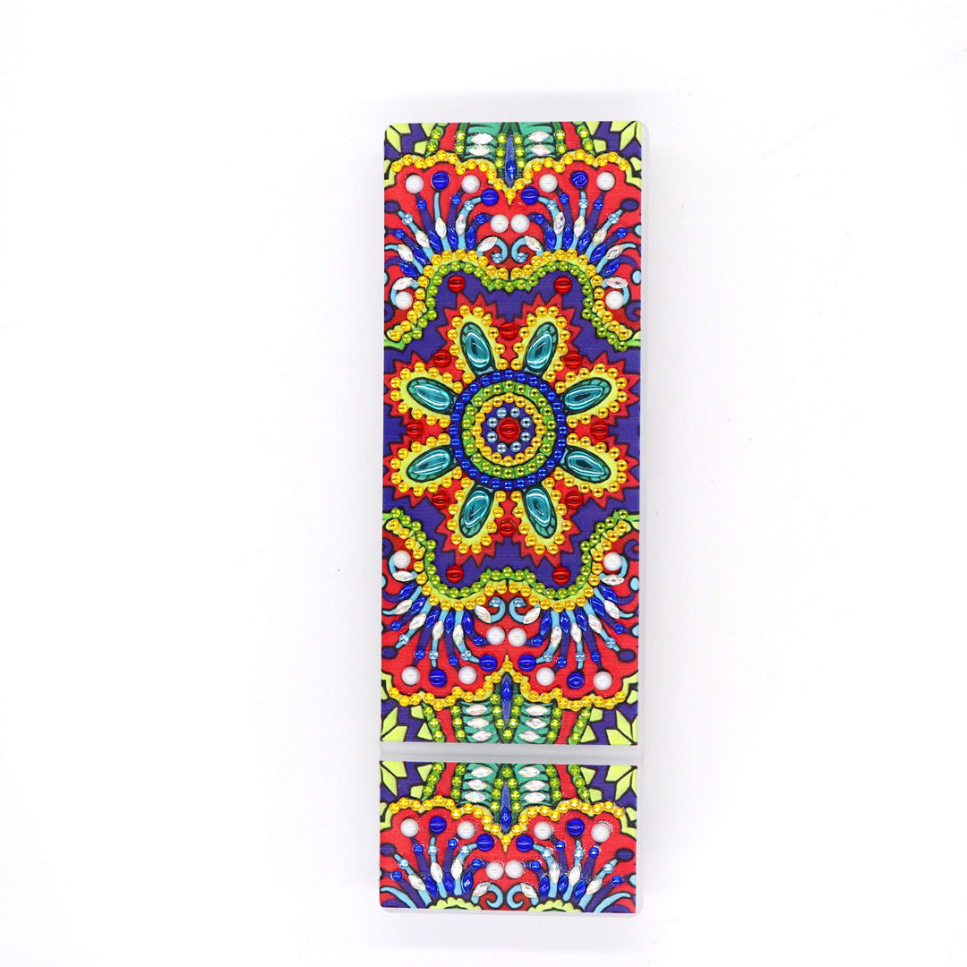 Rot-blauer Mandala Diamond Painting Stiftehalter mit Schmuckstein-Muster