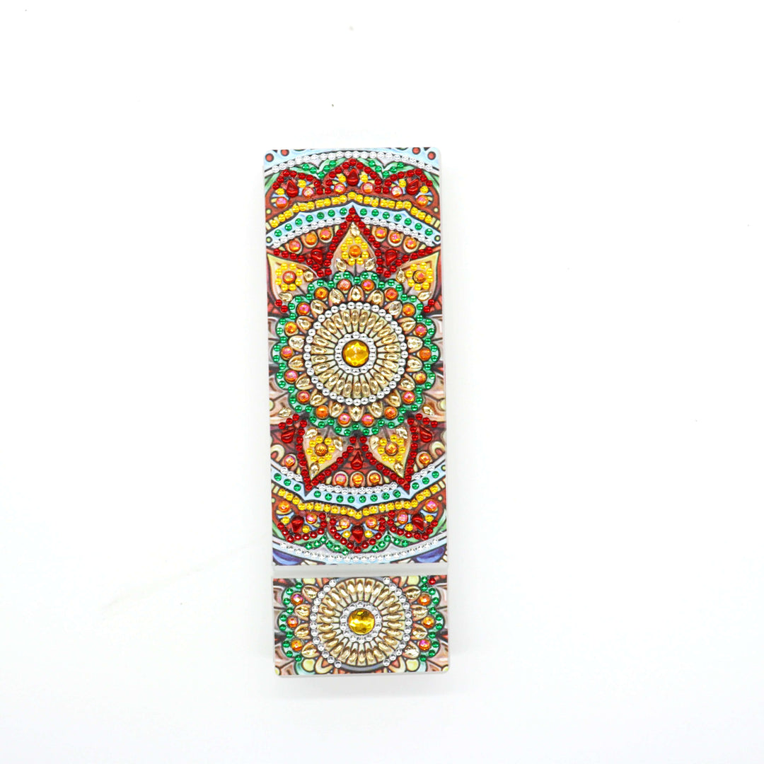 Rot-goldener Mandala Diamond Painting Stiftehalter mit Schmuckstein-Muster