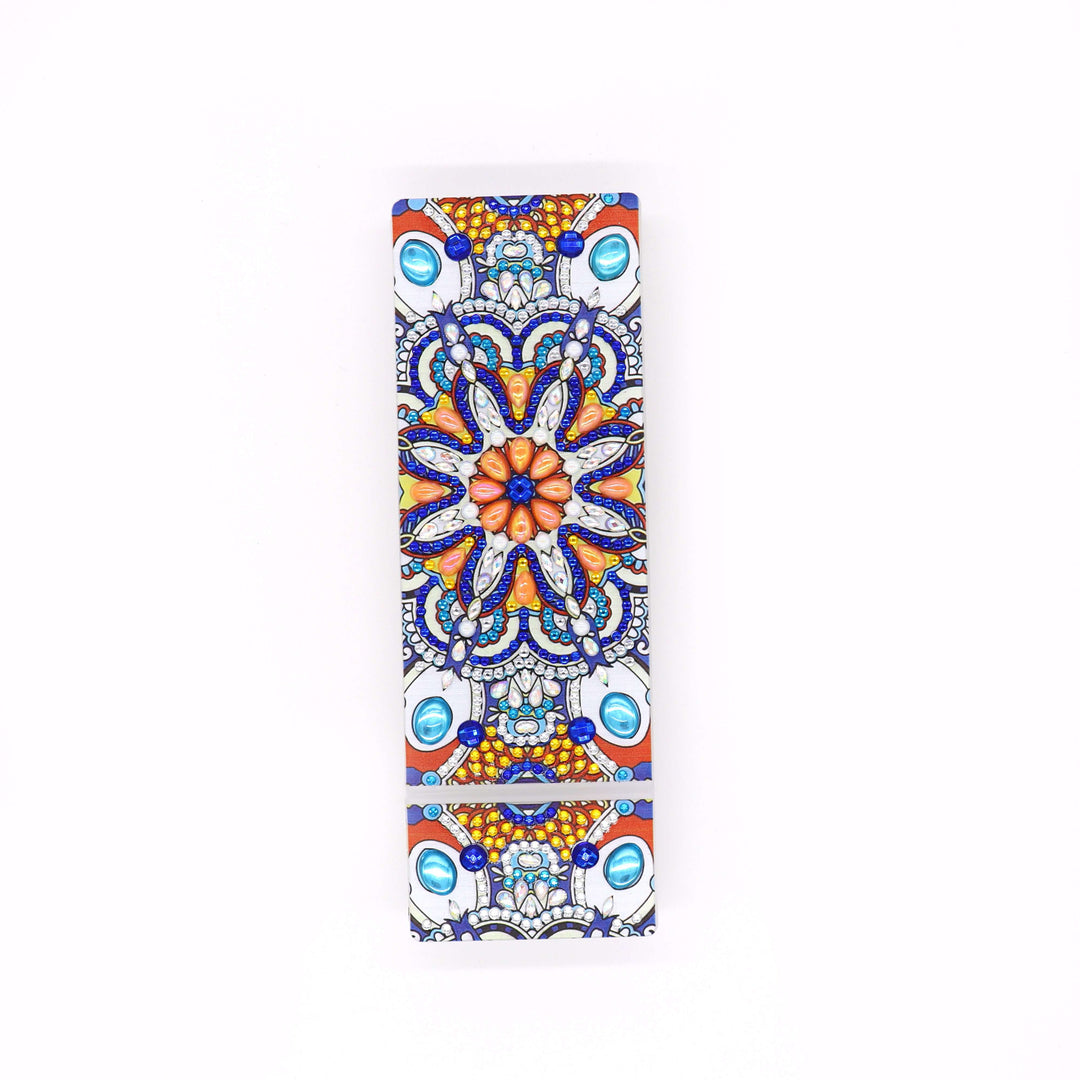 Blau-silberner Mandala Diamond Painting Stiftehalter mit Schmuckstein-Muster