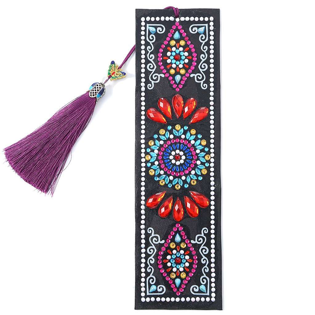 Lesezeichen Mandala Schwarz Rot Diamond Painting