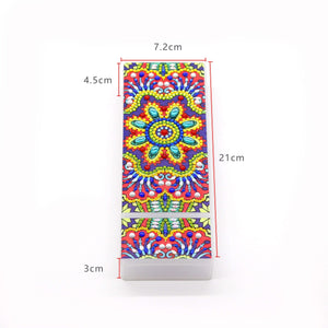 Rot-blauer Mandala Diamond Painting Stiftehalter mit Schmuckstein-Muster, Bild 2