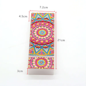 Rosa-blauer Mandala Diamond Painting Stiftehalter mit Schmuckstein-Muster, Bild 2