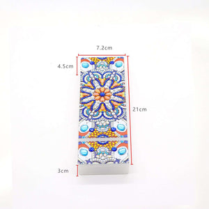 Blau-silberner Mandala Diamond Painting Stiftehalter mit Schmuckstein-Muster, Bild 2