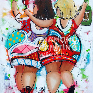 Zwei dicke Damen Prost - Diamond Painting Motiv