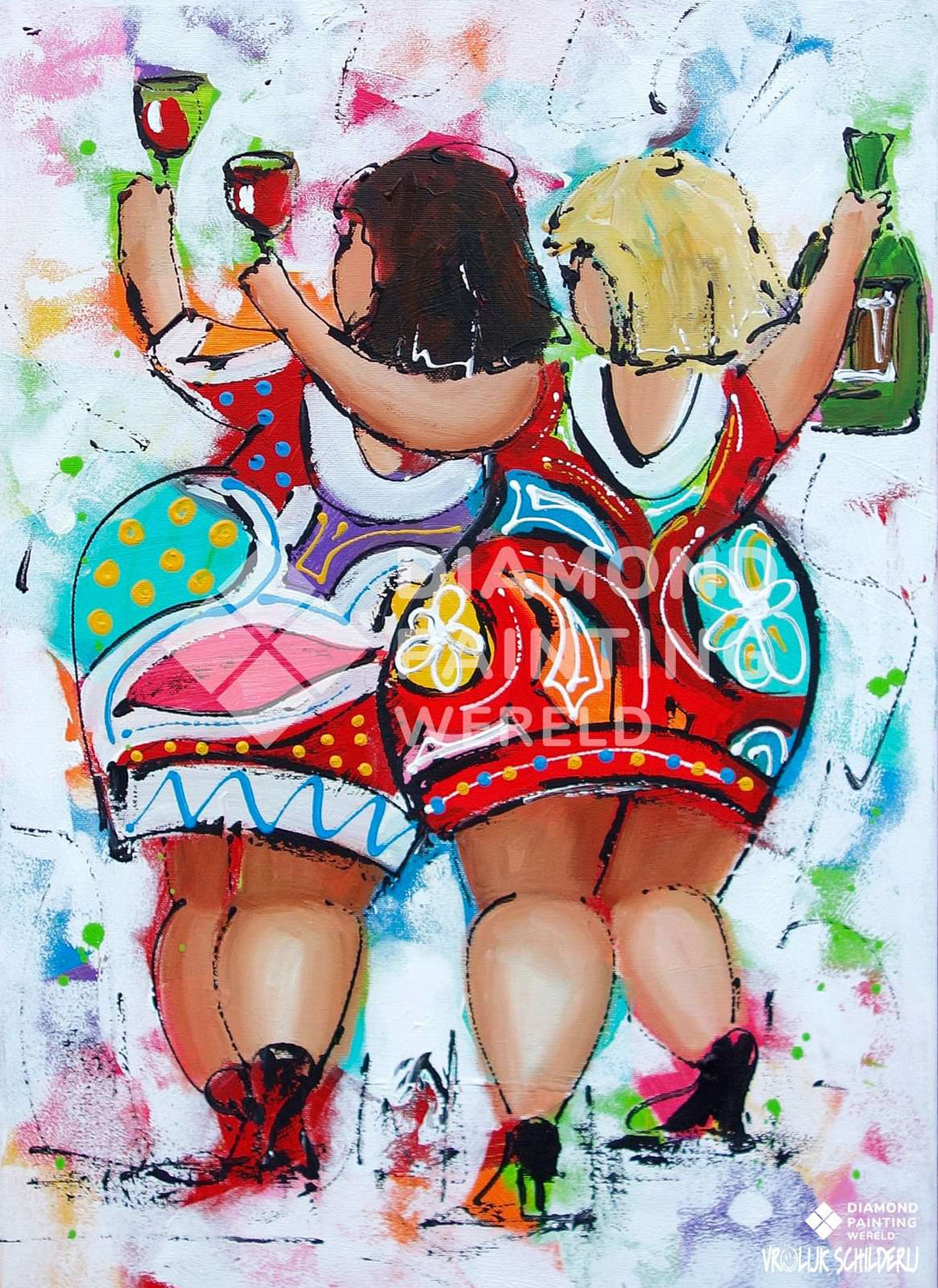 Zwei dicke Damen Prost - Diamond Painting Motiv