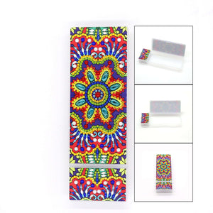 Rot-blauer Mandala Diamond Painting Stiftehalter mit Schmuckstein-Muster, Bild 3