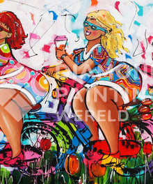 Drei dicke Damen auf dem Fahrrad Diamond Painting
