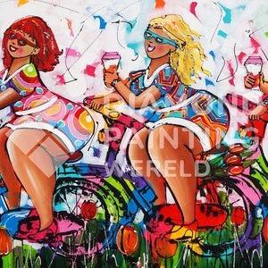 Drei dicke Damen auf dem Fahrrad Diamond Painting