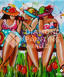Fette Damen auf einer Bank | Exklusiv - Edition - Diamond Painting Motiv