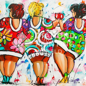 Drei dicke Damen mit Wein Diamond Painting
