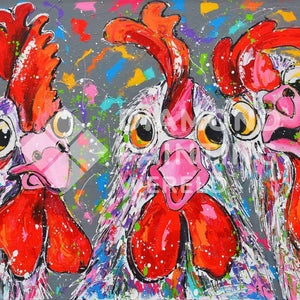 Glückliche Hühner - Diamond Painting Exklusivmotiv