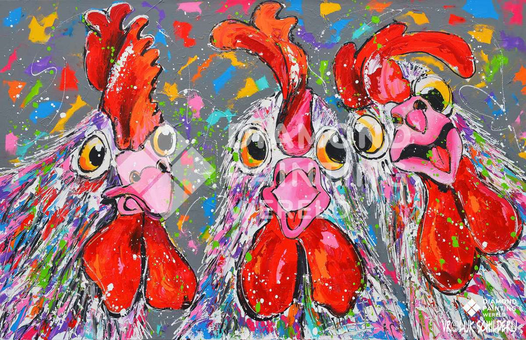 Glückliche Hühner - Diamond Painting Exklusivmotiv