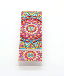 Rosa-blauer Mandala Diamond Painting Stiftehalter mit Schmuckstein-Muster