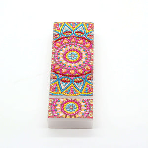 Rosa-blauer Mandala Diamond Painting Stiftehalter mit Schmuckstein-Muster