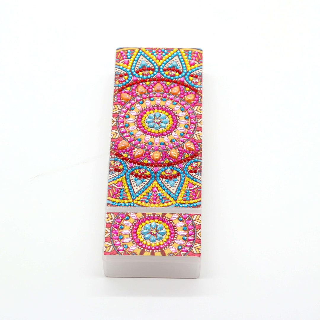 Rosa-blauer Mandala Diamond Painting Stiftehalter mit Schmuckstein-Muster