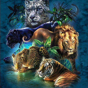 Fünf Wildkatzen Diamond Painting