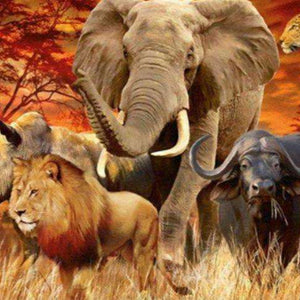Fünf Wildtiere Savanne Diamond Painting