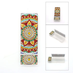 Rot-goldener Mandala Diamond Painting Stiftehalter mit Schmuckstein-Muster, Bild 3