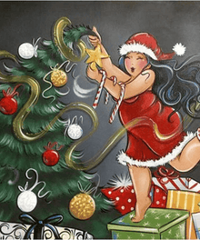 Dame feiert Weihnachten Diamond Painting