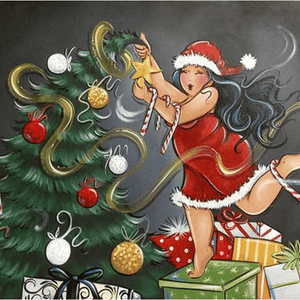 Dame feiert Weihnachten Diamond Painting