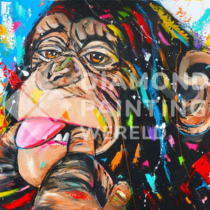 Affe mit Zunge | Exklusiv - Edition (Exklusiv - Edition) - Diamond Painting Motiv