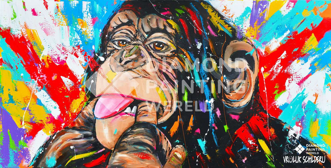 Affe mit Zunge | Exklusiv bei Diamond Painting World