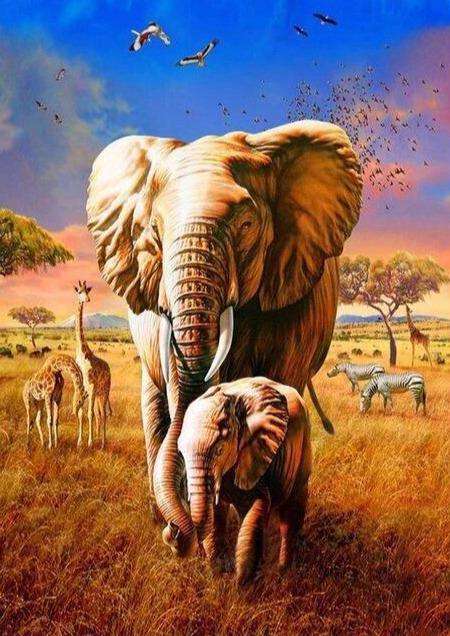 Afrikanische Elefanten Diamond Painting