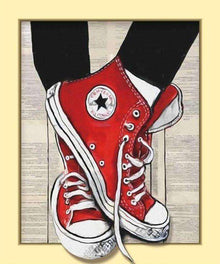 Rote Sneaker Diamond Painting mit High-Top-Schuhen