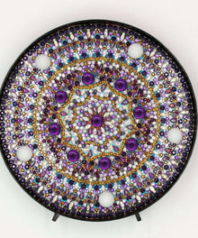Runde Amethyst Mandala Diamond Painting Lampe mit violetten Steinen