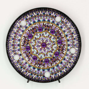 Runde Amethyst Mandala Diamond Painting Lampe mit violetten Steinen