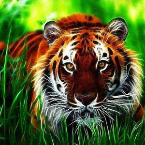 Bengalischer Tiger im Gras Diamond Painting