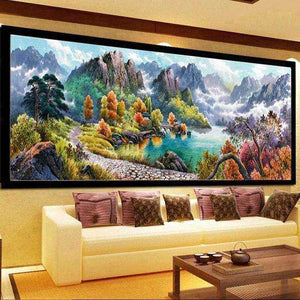 Berge See Großformat Diamond Painting
