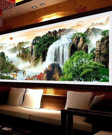 Berge Wasserfall Bäume Diamond Painting