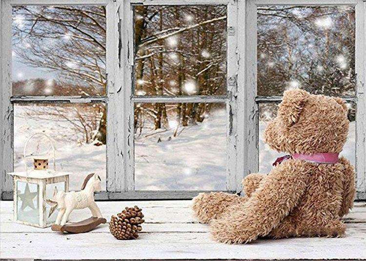 Bär am Winterfenster Diamond Painting