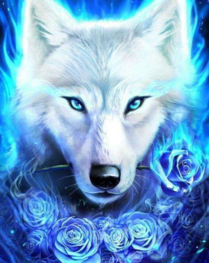 Eisblauer Wolf Diamond Painting