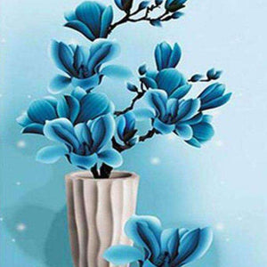 Blaue Blumenvase Diamond Painting