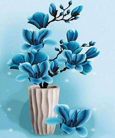 Blaue Blumenvase Diamond Painting