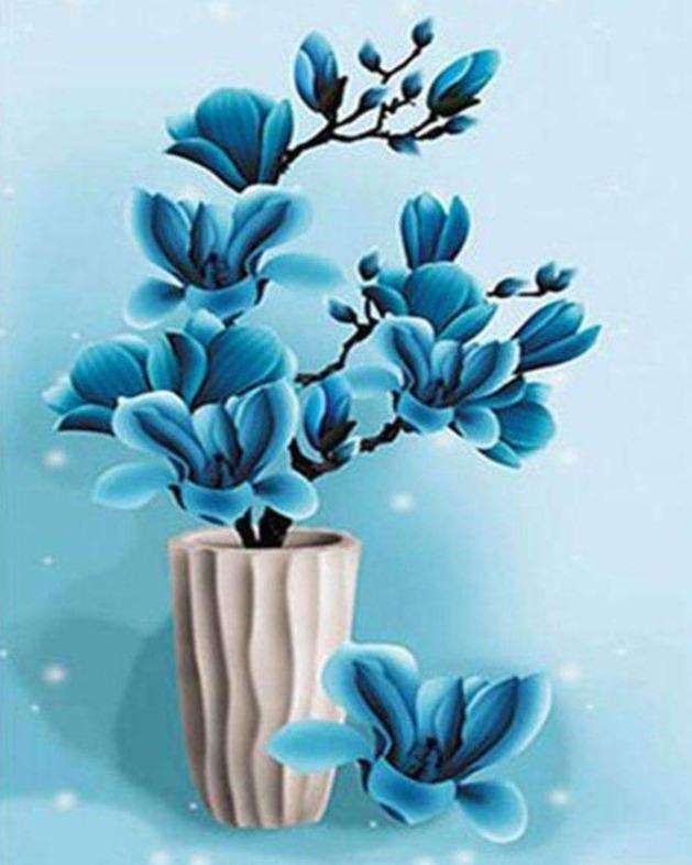 Blaue Blumenvase Diamond Painting
